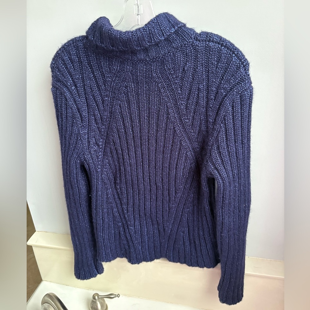 Tom Ford women’s Large silk, cashmere, mohair blend blue knit cowl neck sweater - Picture 7 of 13